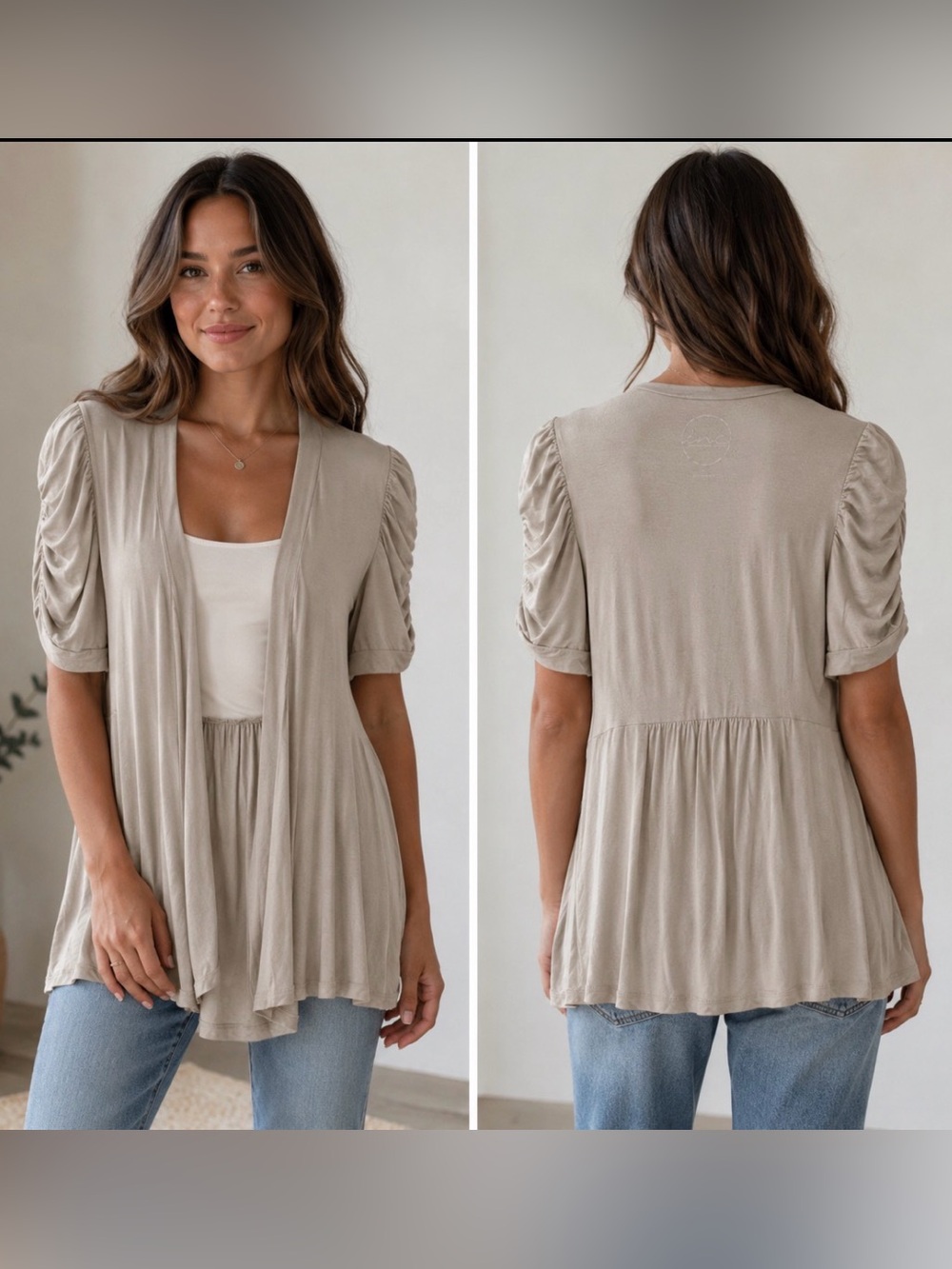 INC International Concepts silver-gray womens open sweater draped sleeve large